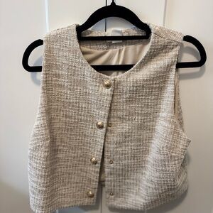 H&M Sleeveless Tweed Vest in Light Beige